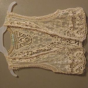 Maurices Lace Knit Crochet Mesh Vest
